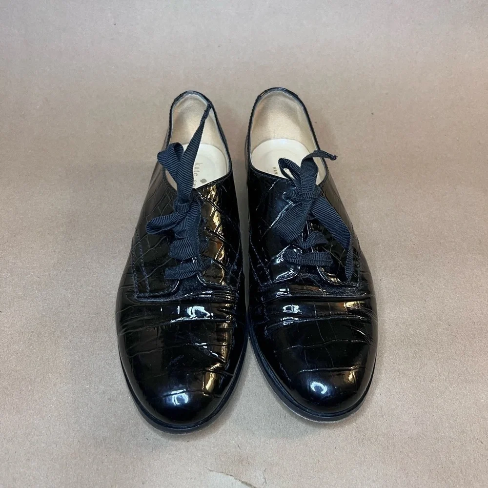 Kate Spade New York Black Patent Leather Oxford Shoes Italy Women’s Size 8B